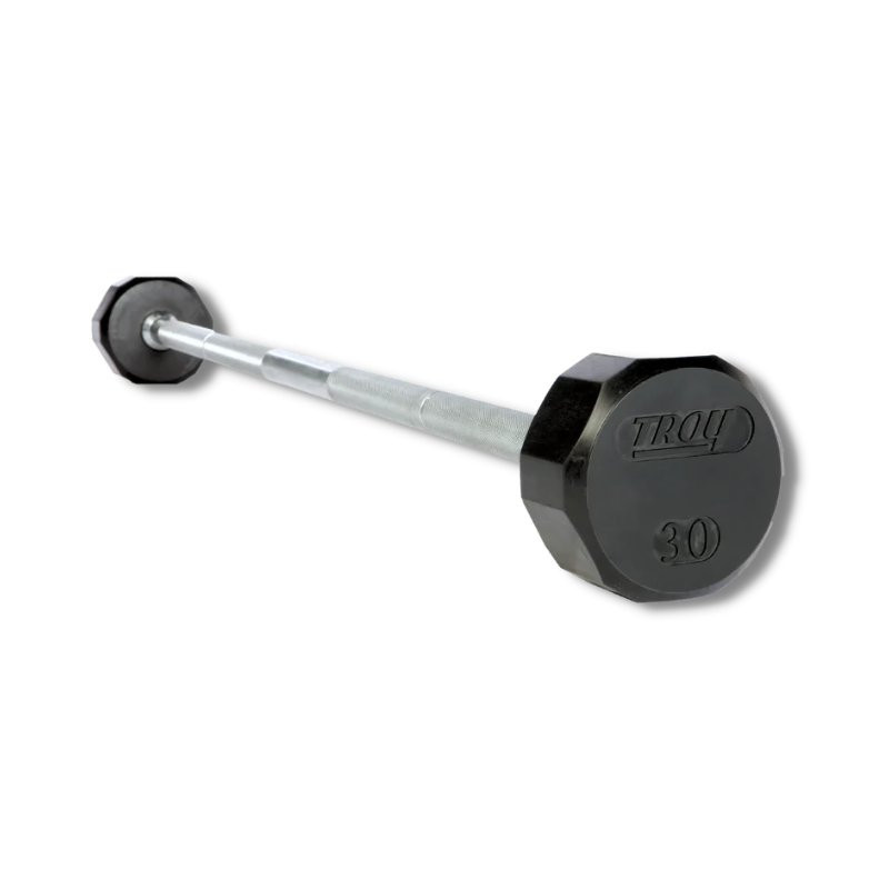 Troy (20-110 lb) 12-Sided Rubber Barbells & Rack | Gtech Fitness