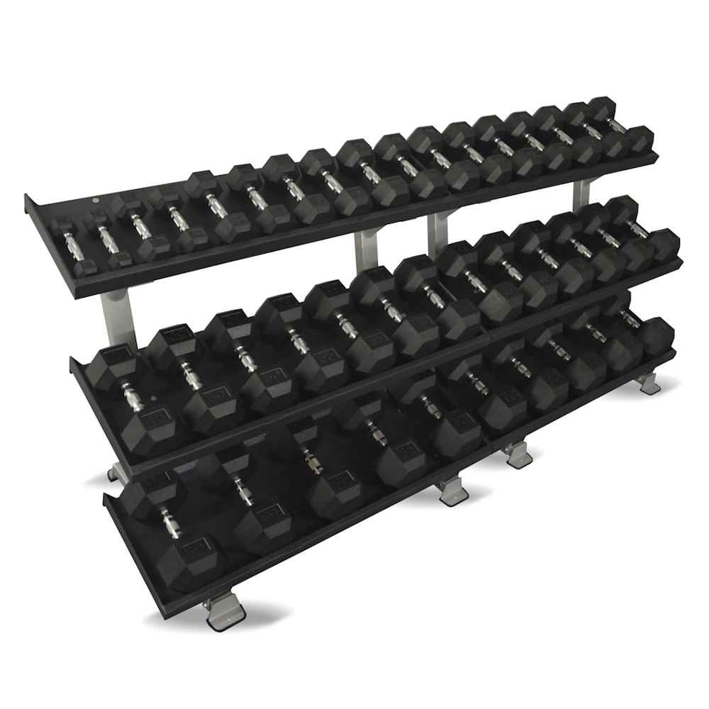 Inflight 5-100 lb Rubber Hex Dumbbells w/ Racks