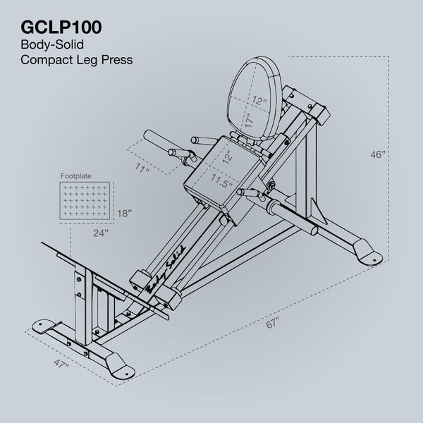 Body-Solid (#GCLP100) Leg Press Dimensions
