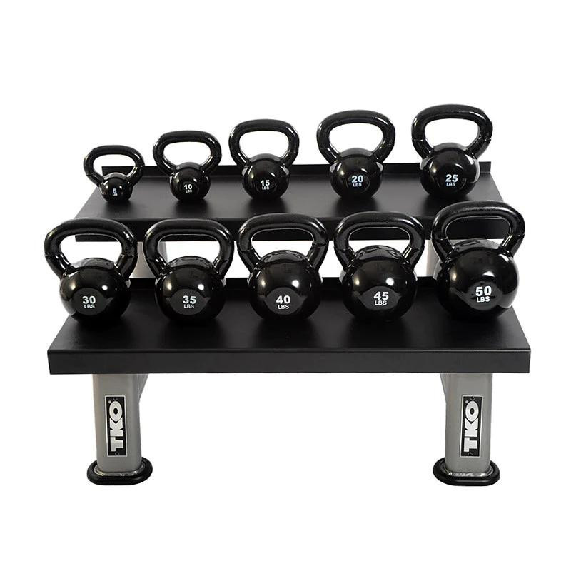 TKO (5-50 lb) Vinyl Kettlebell Set w/ Rack