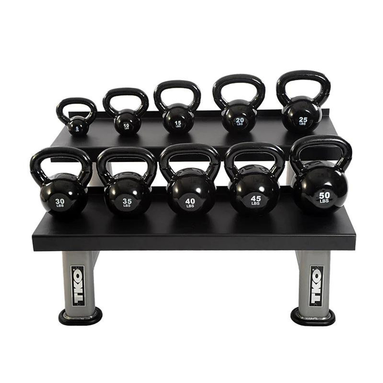 TKO 5 50 lb Vinyl Kettlebells Rack