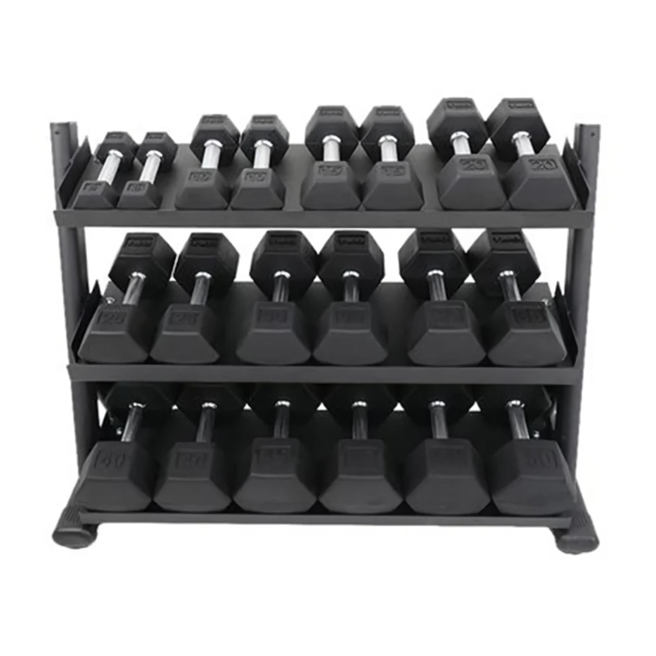 TKO (5-50 lb) Rubber Hex Weights & Rack