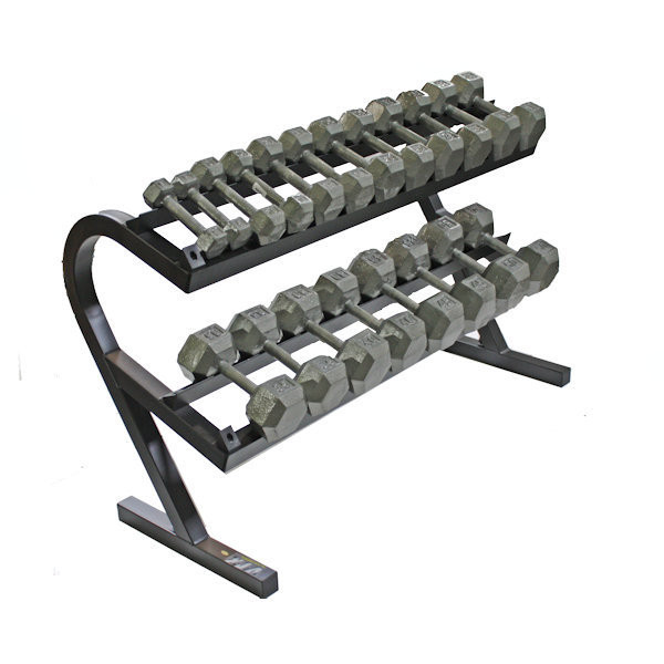 Troy (5-50 lb) Cast Iron Hex Dumbbells w/ Rack