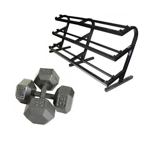 Troy VTX (5-100 lb) Hex Dumbbell Set w/ Rack