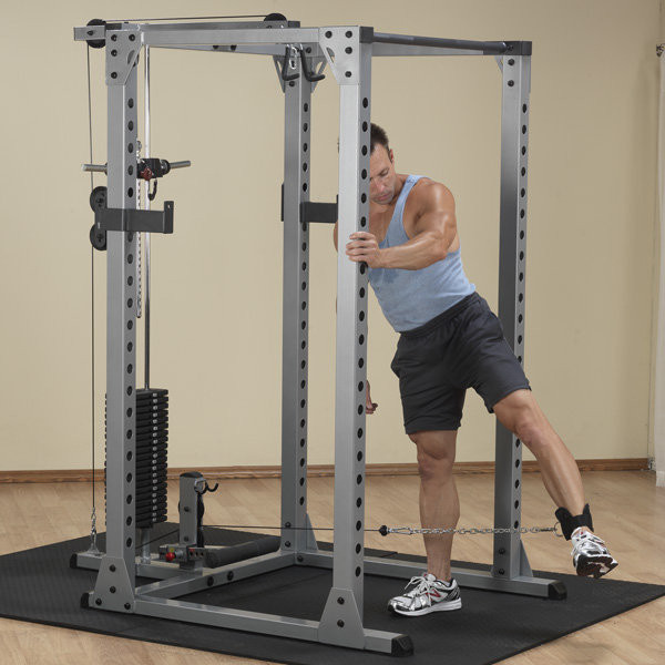 Outer Thigh Exercise on Body-Solid Workout Cage Low Pulley Option