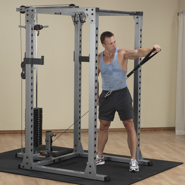 Deltoid Raise Exercise on Body-Solid Weighlifting Rack Low Pulley Option