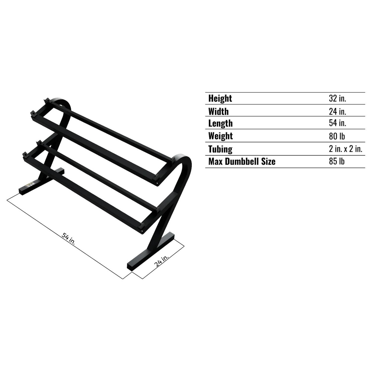 Troy VTX (5-50 lb) 8-Sided Rubber Dumbbell Set & Rack