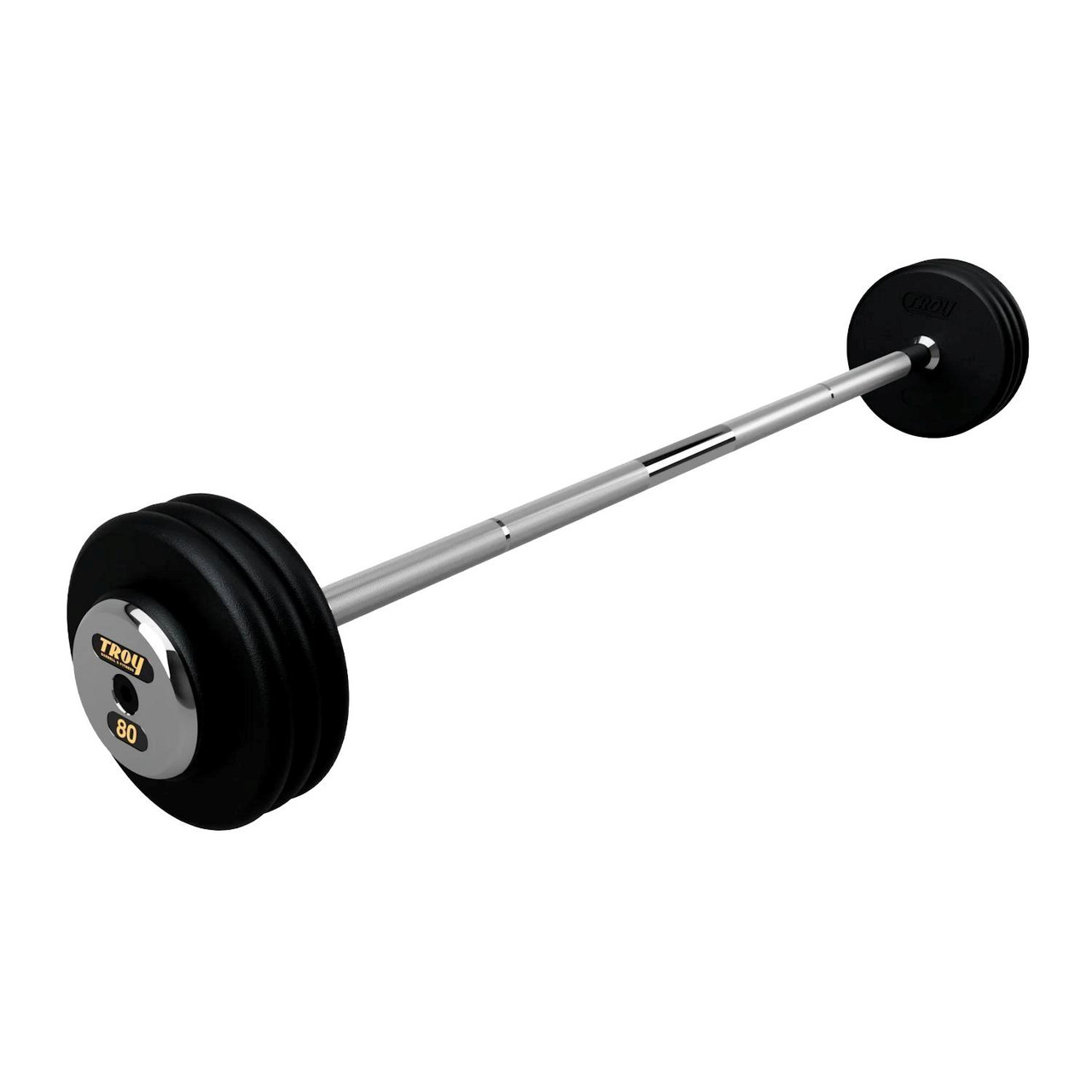 Troy Black Cast Iron Fixed Weight Barbell Set | Commercial-Grade