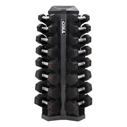 TKO (5-25 lb) Hex Urethane Dumbbells & Rack