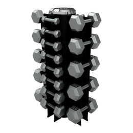 Troy VTX 3-50 lb Cast Iron Hex Dumbbells & Rack