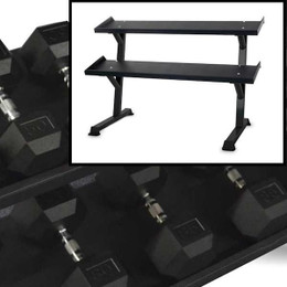 Inflight 5-50 lb Rubber Hex Dumbbells & Rack