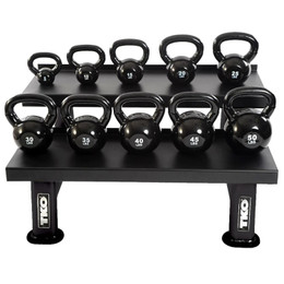 TKO (5-50 lb) Vinyl Kettlebell Set w/ Rack