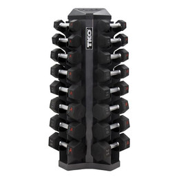 TKO (5-25 lb) Hex Urethane Dumbbells & Rack