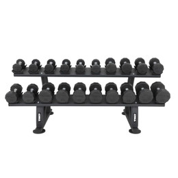 TKO 10-Sided Rubber Dumbbells & 2-Tier Rack