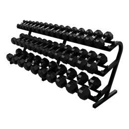 Troy VTX (5-100 lb) Rubber Dumbbell Set & Rack
