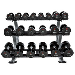 TAG Fitness (5-50 lb) Urethane Dumbbells & Rack