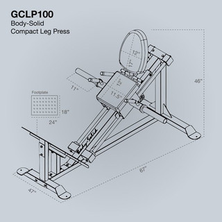 Body-Solid (#GCLP100) Leg Press Dimensions