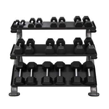 TKO Rubber Hex Dumbbell Set with Rack