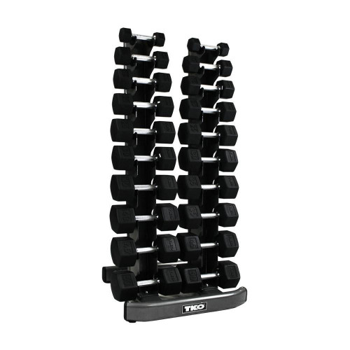 TKO 5-50 lb Hex Rubberized Dumbbell Set