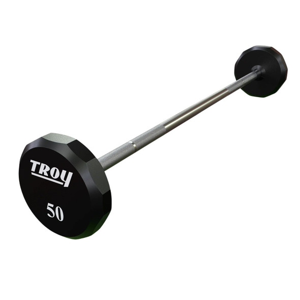 Troy (20-110 lb) 12-Sided Urethane Barbells - 50 lb w/ Straight Bar
