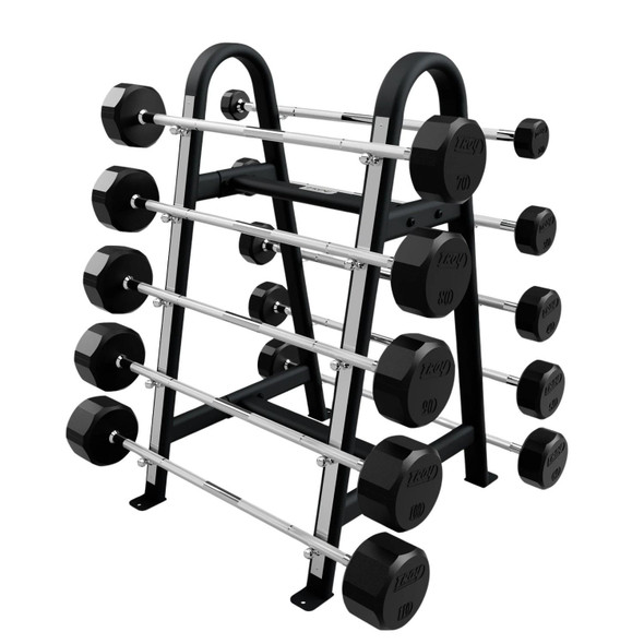 Troy (20-110 lb) 12-Sided Rubber Fixed Barbell Set & Rack