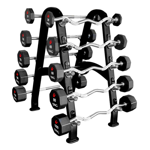 TAG Fitness 8-Sided Urethane Barbells & Rack