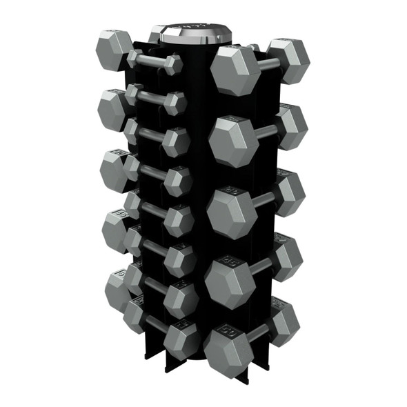 Troy VTX 3-50 lb Cast Iron Hex Dumbbell Set with Vertical Rack