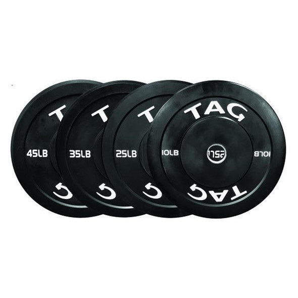 TAG Fitness Rubber Bumper Plates for Home Gym & School Olympic Weightlifting