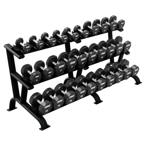 Troy (5-75 lb) Urethane Dumbbells w/ Rack
