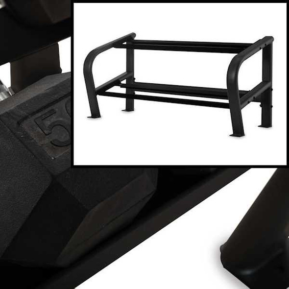 Inflight 5-50 lb Hex Rubber Dumbbells & Rack