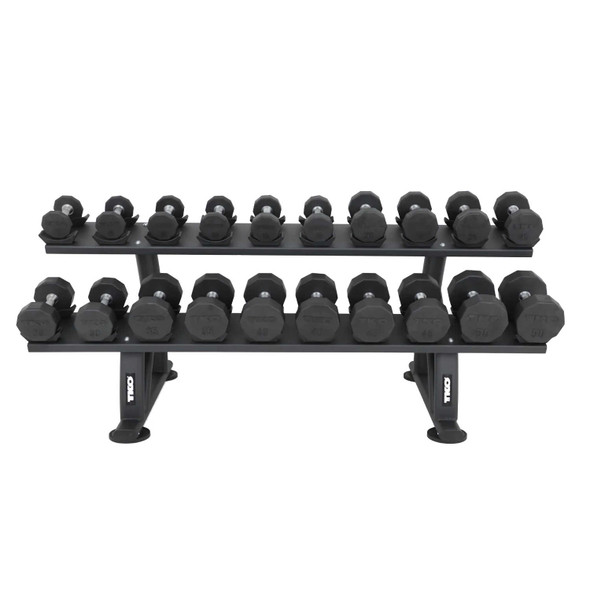 TKO 10-Sided Rubber Dumbbells & 2-Tier Rack