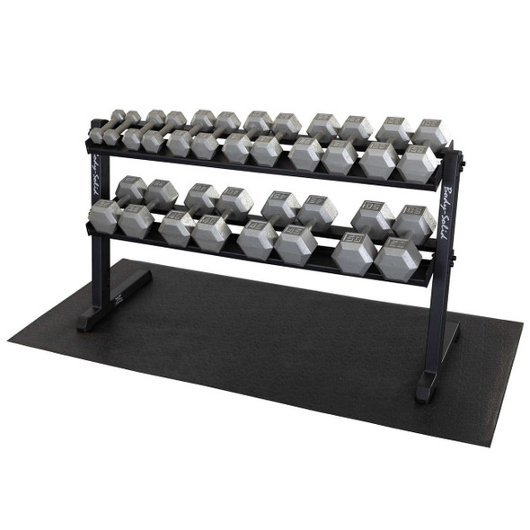 Body-Solid 5-50 lb Iron Hex Dumbbells w/ Rack