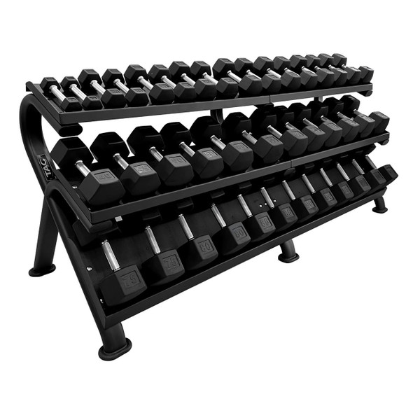 TAG (5-100 lb) Rubber Hex Dumbbells w/ Rack