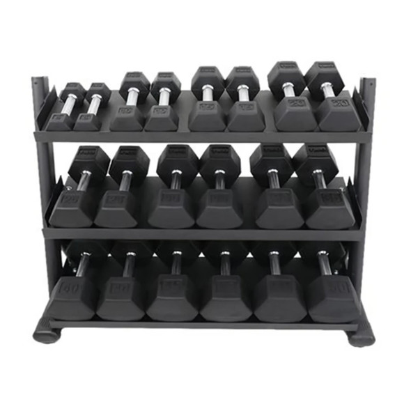 TKO 5-50 lb Rubber Hex Weights & Rack