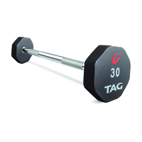 TAG Fitness 20-110 lb Eight-Sided Urethane Straight Barbell Set