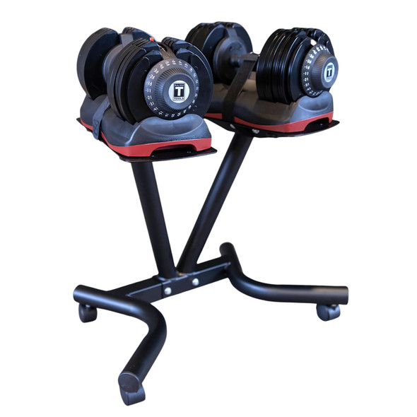 Body-Solid Adjustable Dumbbells w/ Stand (SDBX132ST) for Home Workout Rooms