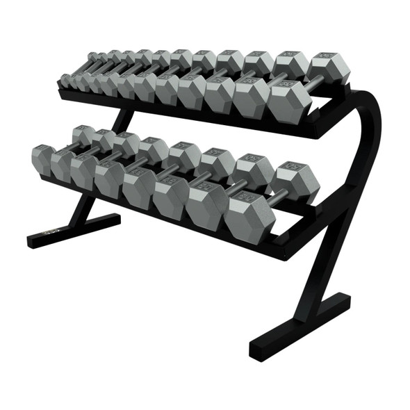 Troy VERTPAC-IHD50 Cast Iron Hex Dumbbell Set with 2 Tier Rack