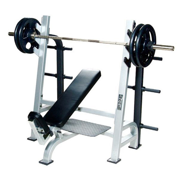 York Barbell 54038/55038 STS Olympic Incline Bench Press Silver Frame with Bar Catches