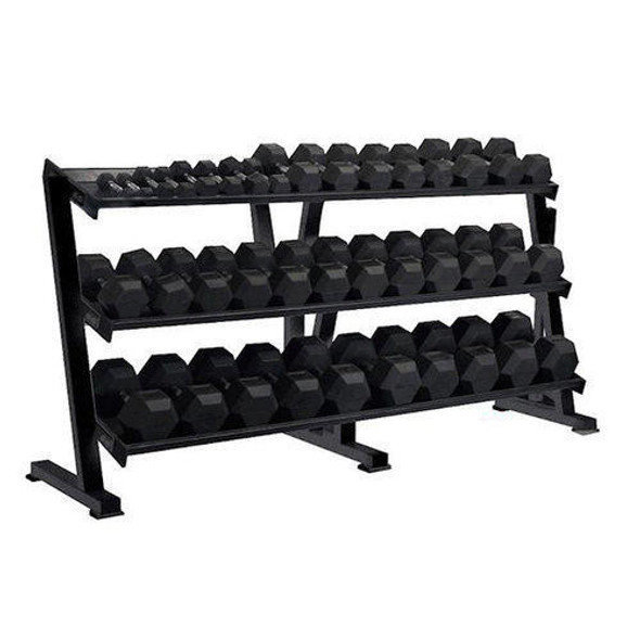 York Rubber Hex Dumbbell Set w/ Rack
