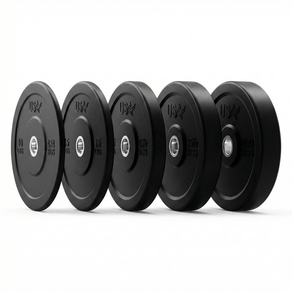 USA Sports Solid Rubber Black Bumper Plates
