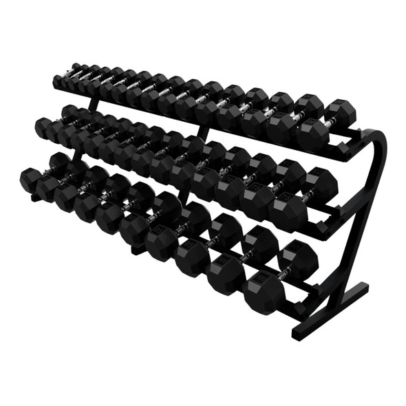 Troy VTX 5-100 lb 8-Sided Rubber Dumbbell Set w/ Rack