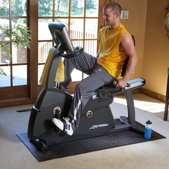 Supermats 40GS Commercial Solid Vinyl Recumbent Bike Equipment Mat for Cardio Room Flooring