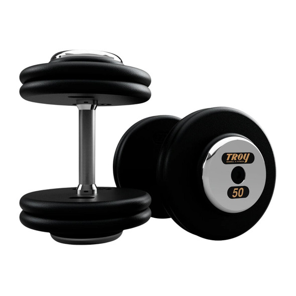 Troy Barbell Black Pro-Style Dumbbells w/ Chrome End Caps (PFD)