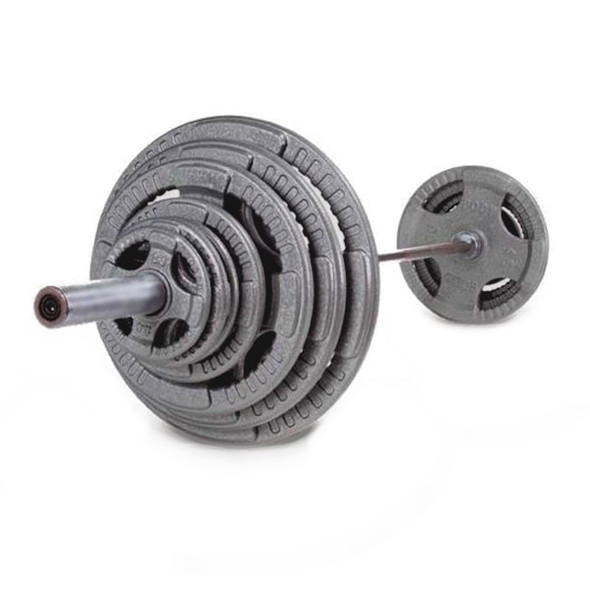 Body-Solid OST Gray Cast Iron Olympic Set Complete 300 lb Package with Barbell