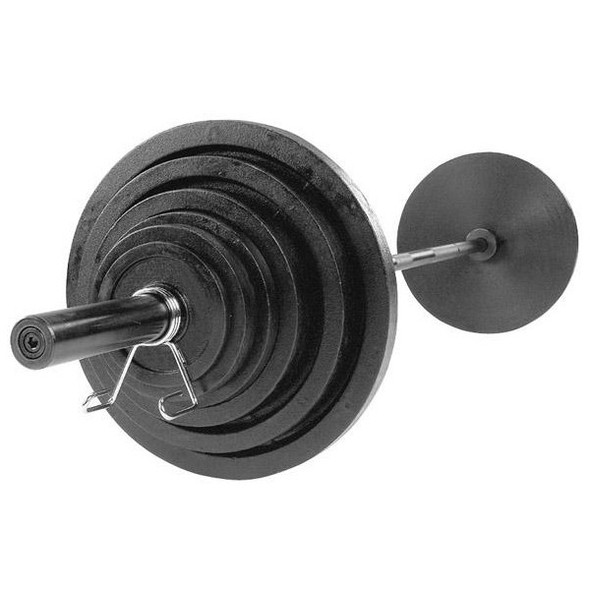 Body-Solid OSB/OSC Black Cast Iron Olympic Set Complete Free-Weight Package with Bar