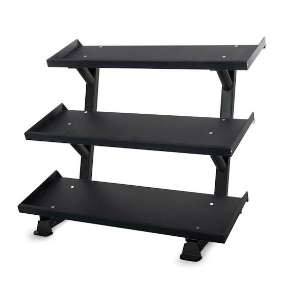 Inflight Fitness 5009 54-Inch 3-Tier Free Weight Storage Rack Angled Trays with Retention Lips