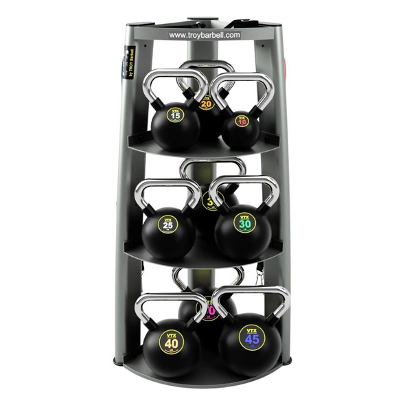 Troy VTX (10-50 lb) Rubber Kettlebells w/ Rack
