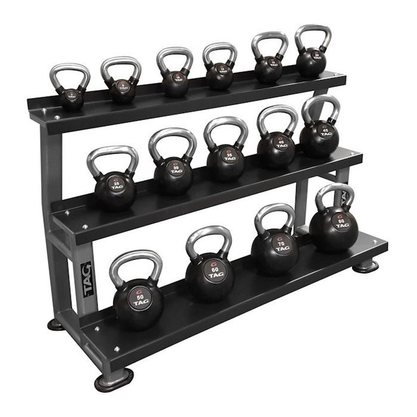 TAG Fitness (5-80 lb) Rubber Kettlebells & Rack