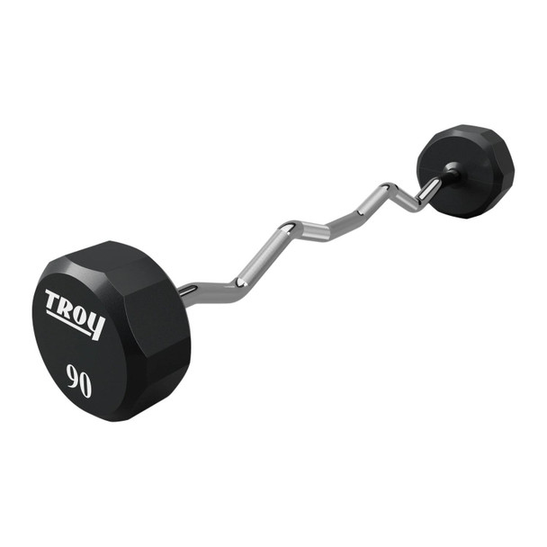 Troy 90 lb 12-Sided Fixed Urethane Barbell w/ EZ Curl Bar