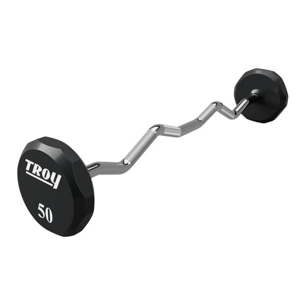 Troy (20-110 lb) 12-Sided Urethane Barbells - 50 lb w/ EZ Curl Bar